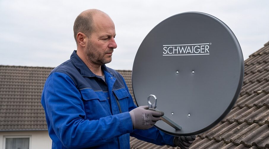 Satellitenschüssel auf den Balkon