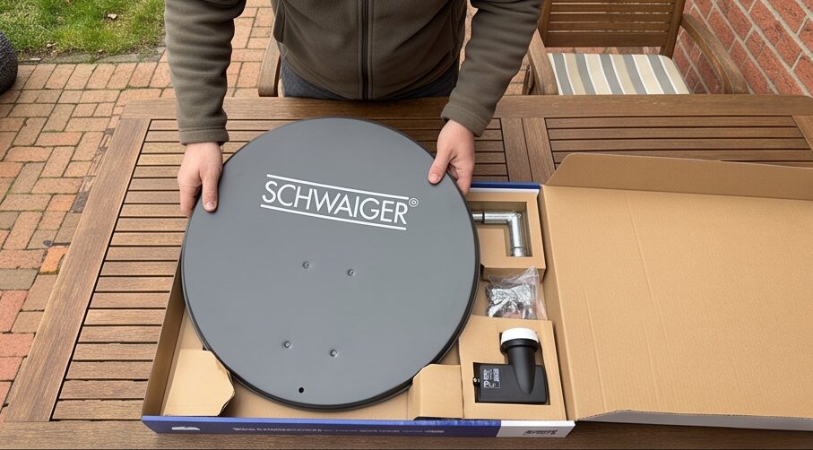 SCHWAIGER 487 SAT-Anlage im Test: Satellitenschüssel mit Twin-LNB und robustem Design
