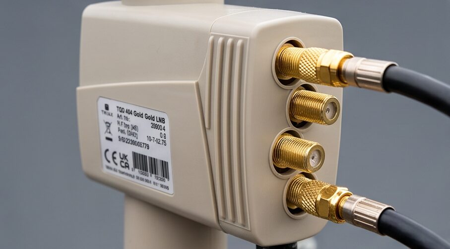 triax tqd 404 gold quad lnb aus der Nähe betrachtet